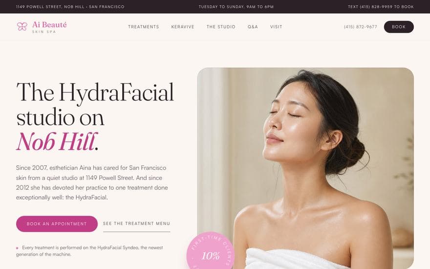 Med spa homepage concept