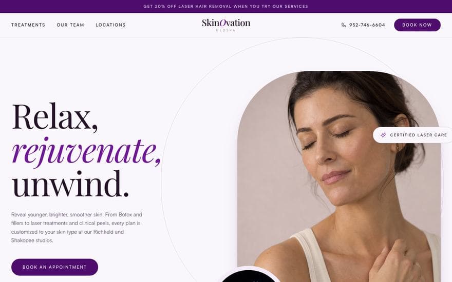 Med spa homepage concept
