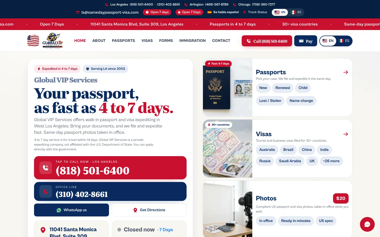globalvipservices.com, home page